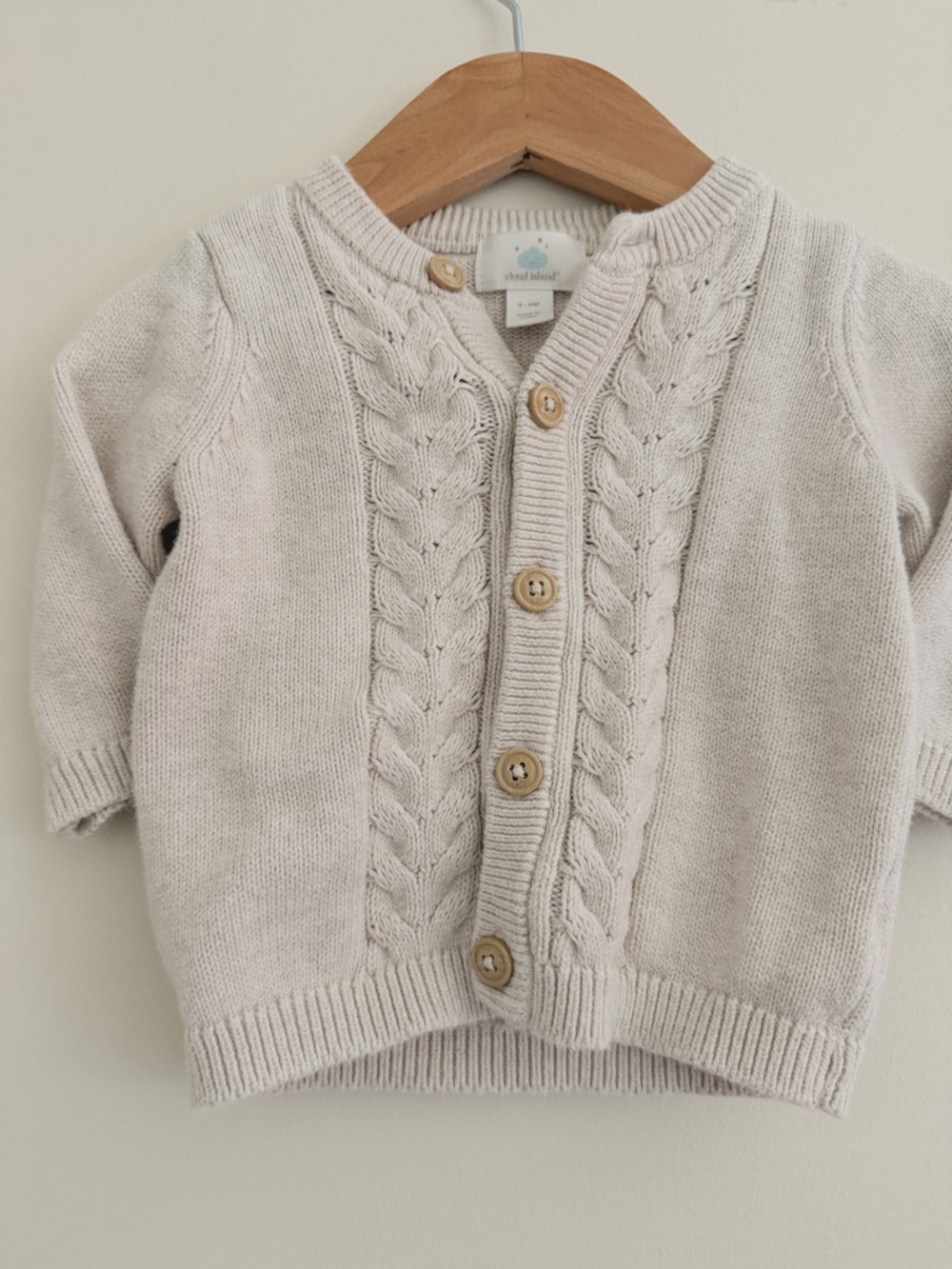 cloud island Cream Knit Baby Cardigan